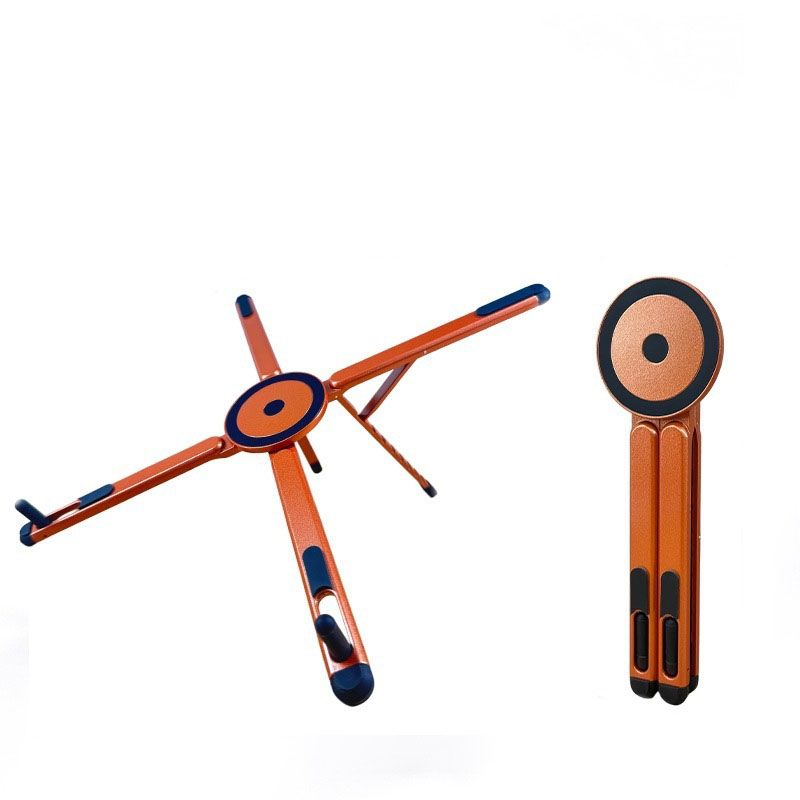 Orange Foldable Magnetic Phone & Tablet Stand Aluminium Alloy Laptop Holder Adjustable Desktop Stand for Mobile Phone, Tablet and Notebook