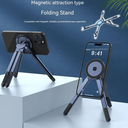 Orange Foldable Magnetic Phone & Tablet Stand Aluminium Alloy Laptop Holder Adjustable Desktop Stand for Mobile Phone, Tablet and Notebook