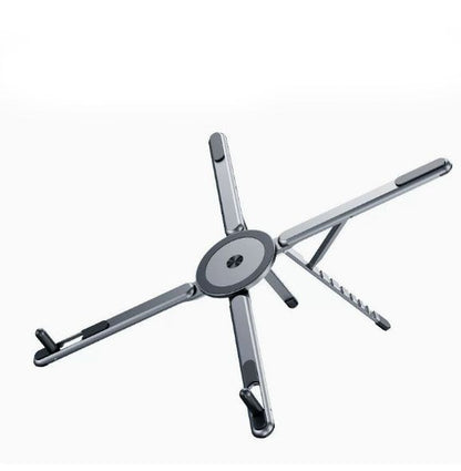 Gray Foldable Magnetic Phone & Tablet Stand Aluminium Alloy Laptop Holder Adjustable Desktop Stand for Mobile Phone, Tablet and Notebook