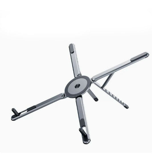 Gray Foldable Magnetic Phone & Tablet Stand Aluminium Alloy Laptop Holder Adjustable Desktop Stand for Mobile Phone, Tablet and Notebook