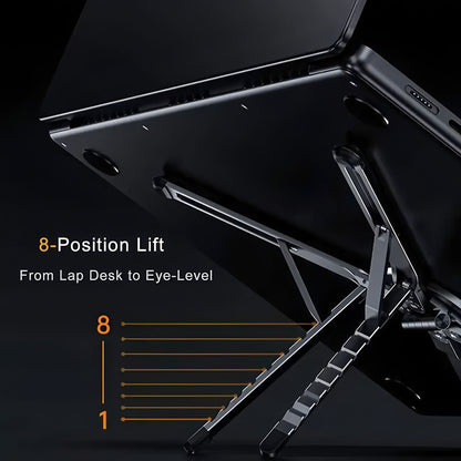 Gray Foldable Magnetic Phone & Tablet Stand Aluminium Alloy Laptop Holder Adjustable Desktop Stand for Mobile Phone, Tablet and Notebook