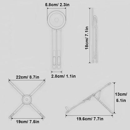 Gray Foldable Magnetic Phone & Tablet Stand Aluminium Alloy Laptop Holder Adjustable Desktop Stand for Mobile Phone, Tablet and Notebook
