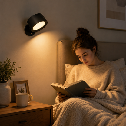Magnetic RGB LED Wall Light Rechargeable Bedside Reading Lamp 360° Adjustable Wall Sconce with Remote Control