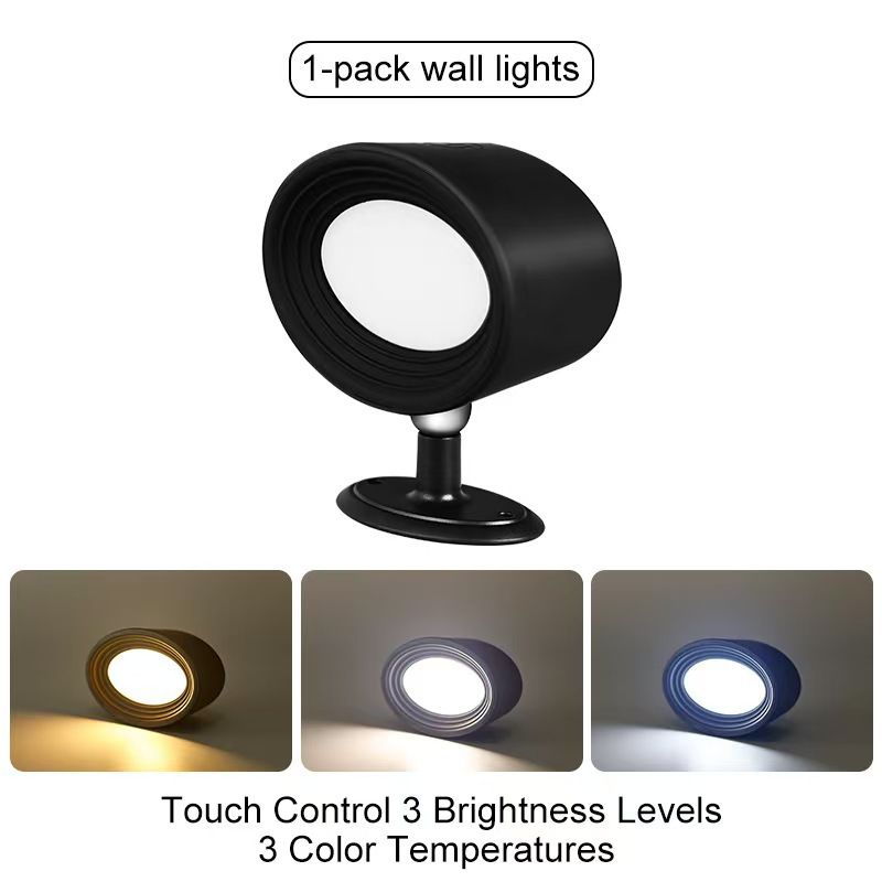 Magnetic RGB LED Wall Light Rechargeable Bedside Reading Lamp 360° Adjustable Wall Sconce with Remote Control