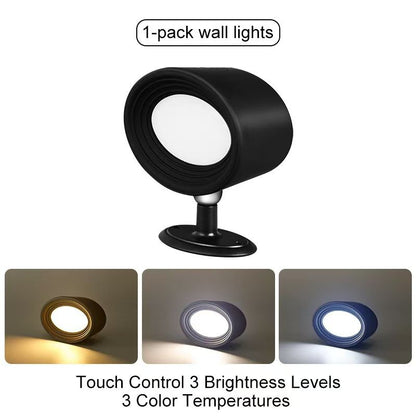 Magnetic RGB LED Wall Light Rechargeable Bedside Reading Lamp 360° Adjustable Wall Sconce with Remote Control