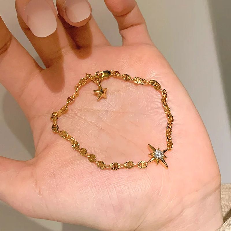 Gold Lucky Star Crystal Bracelet for Women Gold Plated Comet Star Charm Bracelet Delicate Everyday Jewellery Gift