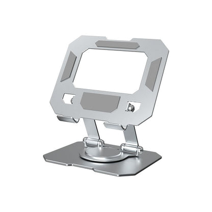 Silver Adjustable Aluminium Alloy Tablet Stand with 360° Rotation, Foldable Metal Desk Holder for iPad, Tablets, E-Readers and Smartphones