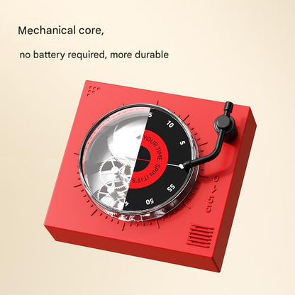 Red Record Player Mechanical Timer Magnet Timer for Study, Productivity and Time Management, Wind-Up Countdown Alarm, No Battery Required, Pomodoro Timer