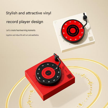Red Record Player Mechanical Timer Magnet Timer for Study, Productivity and Time Management, Wind-Up Countdown Alarm, No Battery Required, Pomodoro Timer