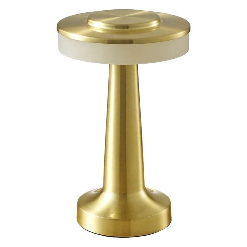Gold Rechargeable UFO Table Lamp Touch Control LED Bedside Night Light, Cordless Mushroom Desk Lamp for Bedroom Living Room Restaurant Bar Camping