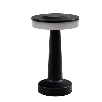 Black Rechargeable UFO Table Lamp Touch Control LED Bedside Night Light, Cordless Mushroom Desk Lamp for Bedroom Living Room Restaurant Bar Camping