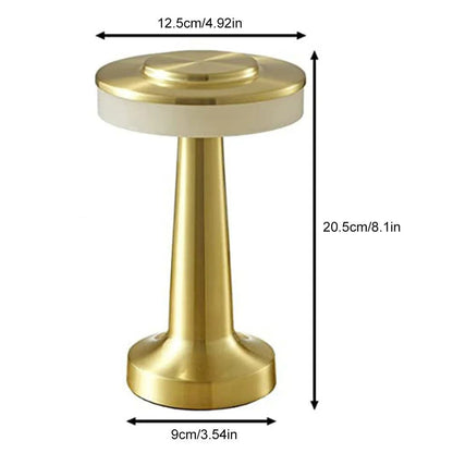 Black Rechargeable UFO Table Lamp Touch Control LED Bedside Night Light, Cordless Mushroom Desk Lamp for Bedroom Living Room Restaurant Bar Camping