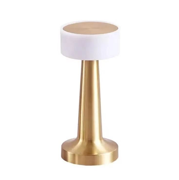 Gold Rechargeable Acrylic Shade UFO Table Lamp Touch Control LED Bedside Night Light, Cordless Ambient Desk Lamp for Bedroom Living Room Camping