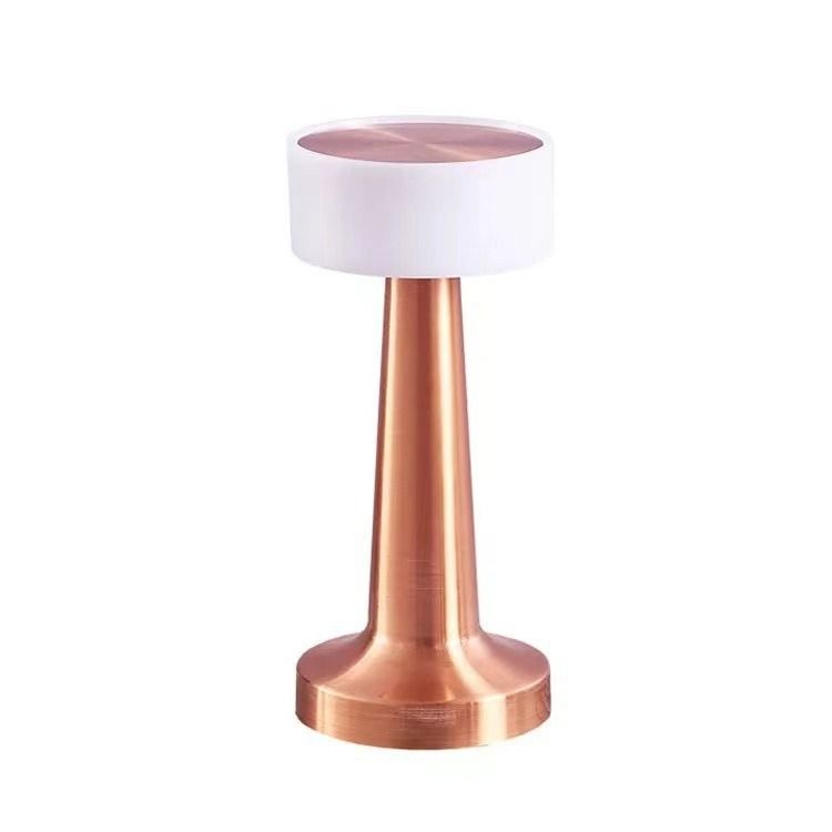Copper Rechargeable Acrylic Shade UFO Table Lamp Touch Control LED Bedside Night Light, Cordless Ambient Desk Lamp for Bedroom Living Room Camping