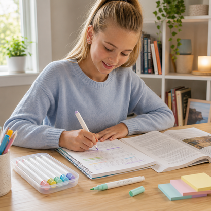 Pastel Dual Tip Highlighter Pen Set 5 Colours with Storage Case, Macaron Mildliner Marker Pens for Study Notes Journaling Planning and Office Use
