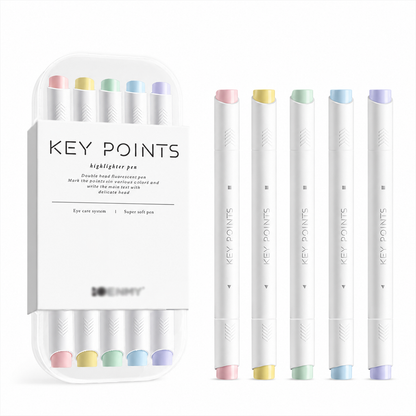 Pastel Dual Tip Highlighter Pen Set 5 Colours with Storage Case, Macaron Mildliner Marker Pens for Study Notes Journaling Planning and Office Use