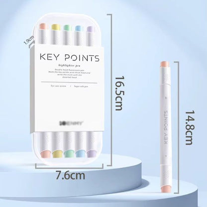 Pastel Dual Tip Highlighter Pen Set 5 Colours with Storage Case, Macaron Mildliner Marker Pens for Study Notes Journaling Planning and Office Use