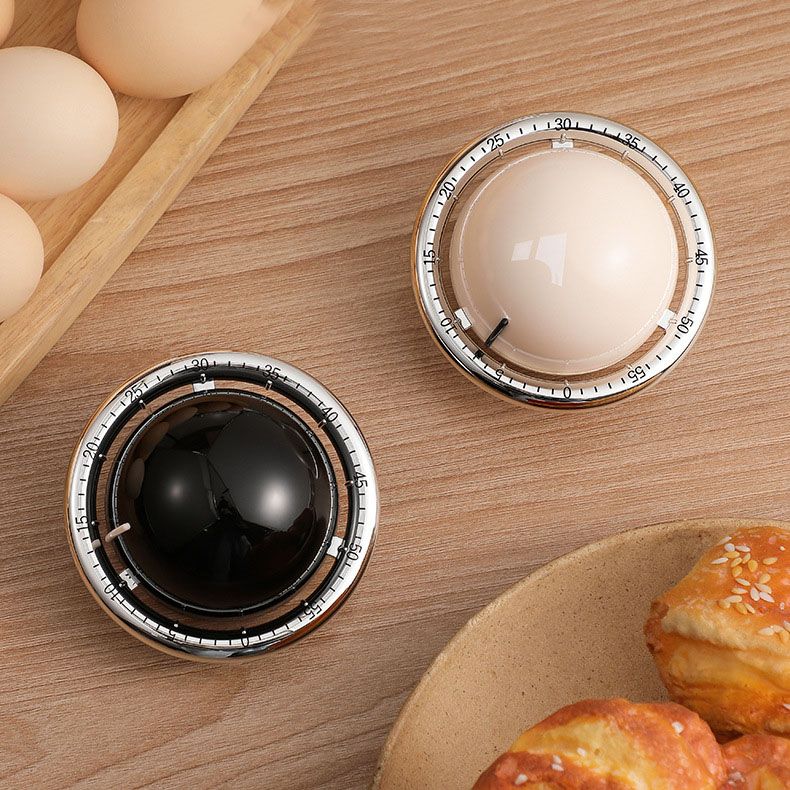 Black Retro Planet Mechanical Kitchen Timer Magnetic Countdown Clock Battery-Free Metal Core Loud Alarm for Cooking Study