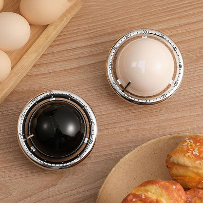 Black Retro Planet Mechanical Kitchen Timer Magnetic Countdown Clock Battery-Free Metal Core Loud Alarm for Cooking Study