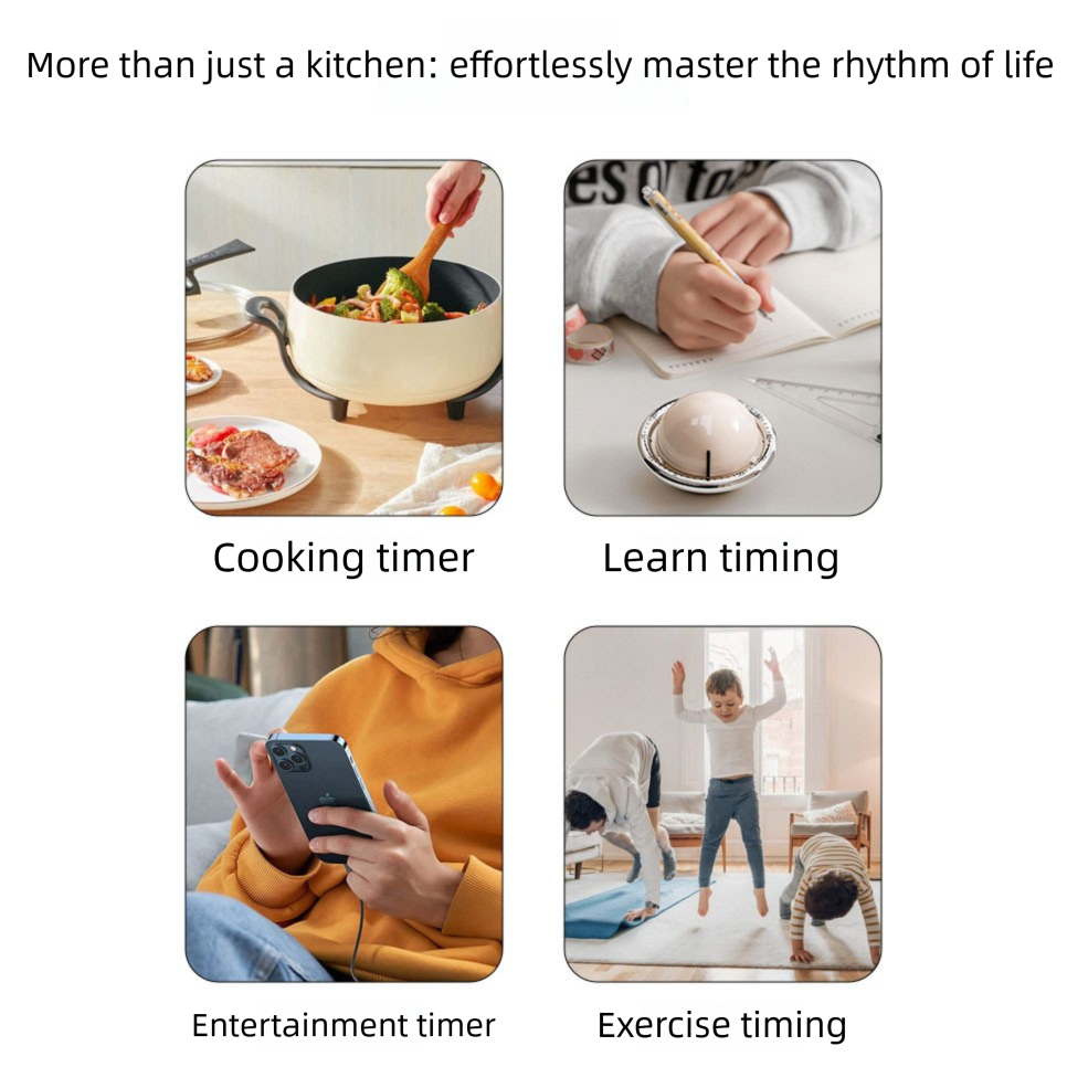 Black Retro Planet Mechanical Kitchen Timer Magnetic Countdown Clock Battery-Free Metal Core Loud Alarm for Cooking Study