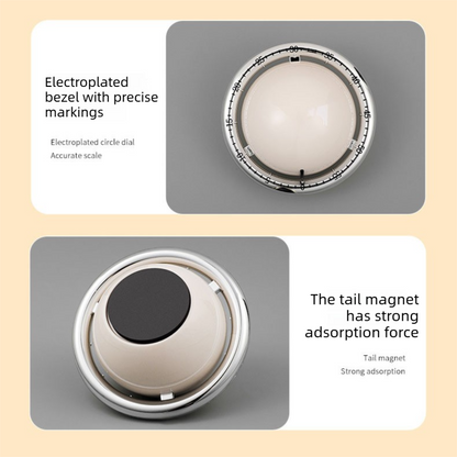 Beige Retro Planet Mechanical Kitchen Timer Magnetic Countdown Clock Battery-Free Metal Core Loud Alarm for Cooking Study