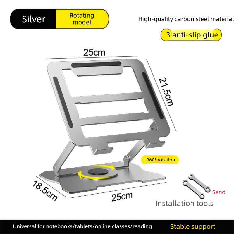360° Rotating Laptop Stand(Black) & Magnetic Mechanical Timer(Beige) Set - Ergonomic Cooling Desk Organizer for Study, Cooking & Productivity