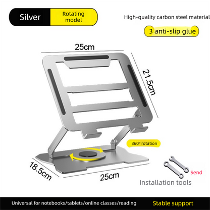 360° Rotating Laptop Stand(Black) & Magnetic Mechanical Timer(Beige) Set - Ergonomic Cooling Desk Organizer for Study, Cooking & Productivity