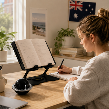 360° Rotating Laptop Stand(Black) & Magnetic Mechanical Timer(Black) Set - Ergonomic Cooling Desk Organizer for Study, Cooking & Productivity