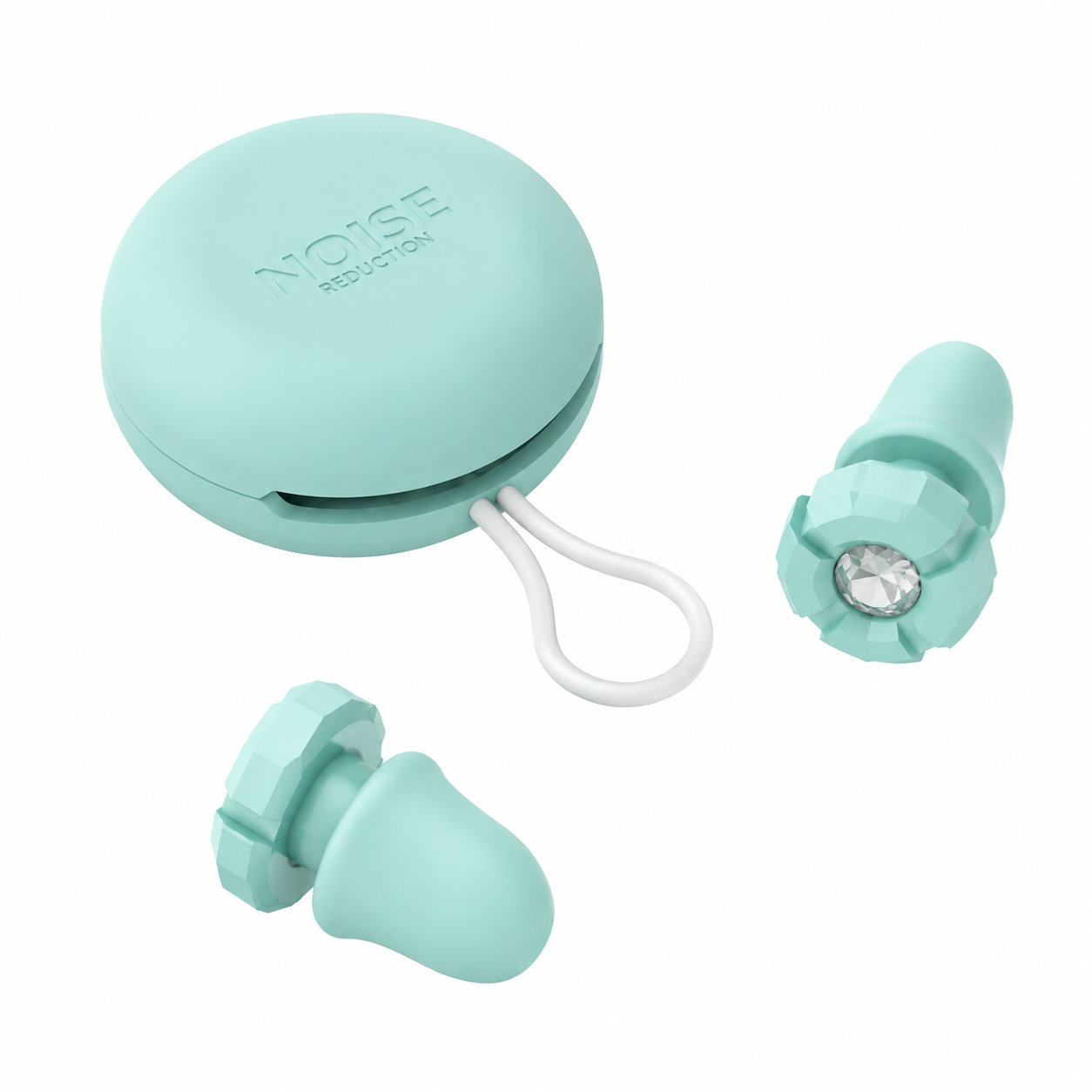 Green Luxury Diamond-Encrusted Noise Reduction Earplugs with Anti-Lost Lanyard - Soft Silicone Sleep & Study Ear Plugs for Comfortable Silence