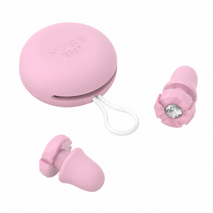 Pink Luxury Diamond-Encrusted Noise Reduction Earplugs with Anti-Lost Lanyard - Soft Silicone Sleep & Study Ear Plugs for Comfortable Silence