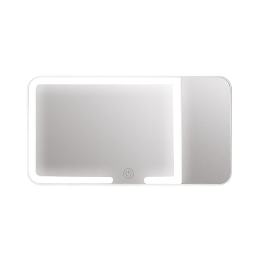 White LED Car Sun Visor Makeup Mirror with 5x Magnification & Touch Lighting - Rechargeable Vanity Mirror for Travel & Daily Use