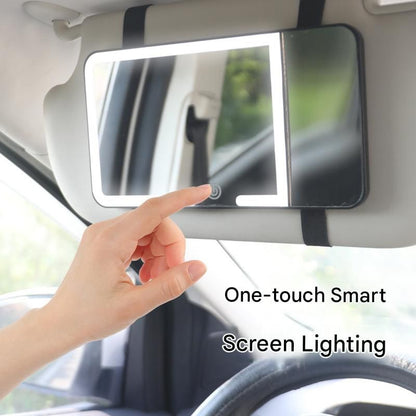 White LED Car Sun Visor Makeup Mirror with 5x Magnification & Touch Lighting - Rechargeable Vanity Mirror for Travel & Daily Use