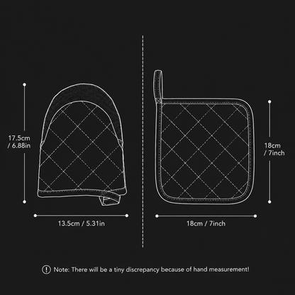 Black Heat Resistant Oven Mitts Set 1 Pair and 4 Pot Holders Quilted Cotton Kitchen Heat Protection Gloves and Pads Silver Coated Non Slip Baking Cooking Kitchen Accessories