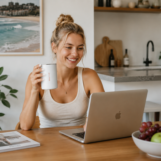 White 304 Stainless Steel Magnetic Hanging Water Bottle, 12.17 oz Double-Wall Insulated Coffee/Milk Cup with Magnetic Coaster