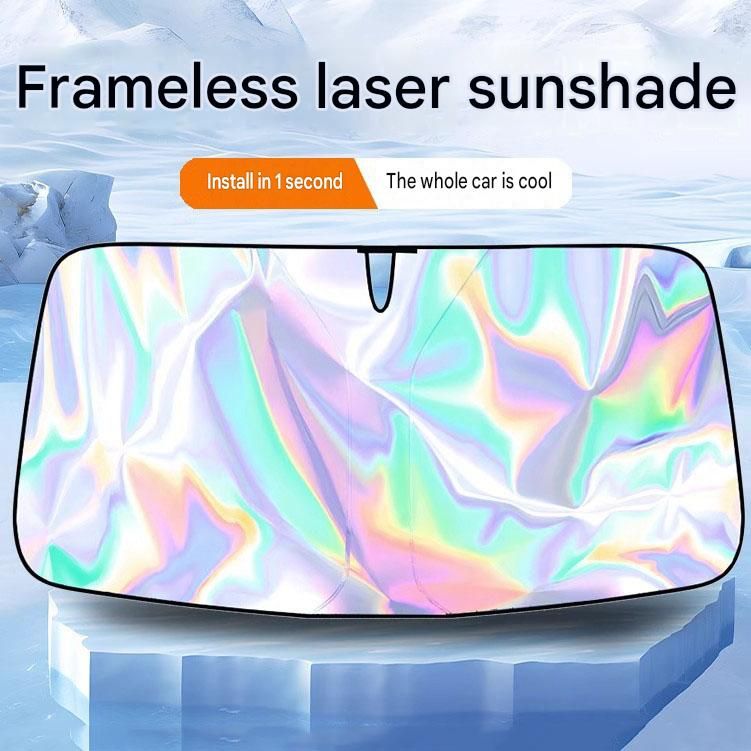 Car windshield sun visor, 55.1 x 27.6 inches, foldable windshield sun visor, UV protection, heat insulation, titanium silver sun visor cover.