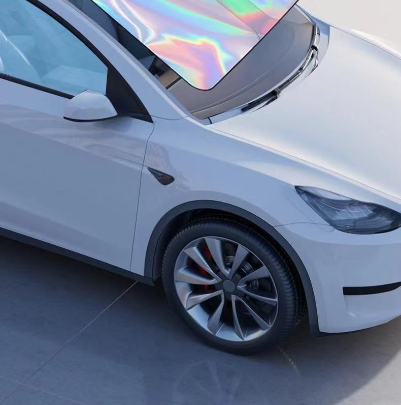 Car windshield sun visor, 55.1 x 27.6 inches, foldable windshield sun visor, UV protection, heat insulation, titanium silver sun visor cover.