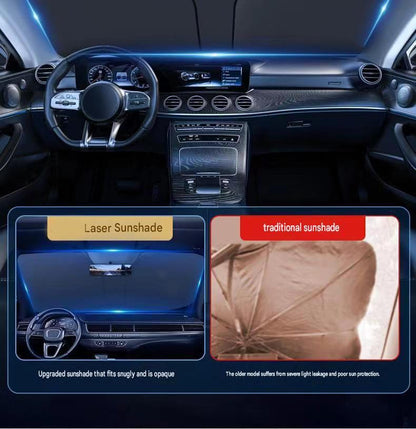 Car windshield sun visor, 55.1 x 27.6 inches, foldable windshield sun visor, UV protection, heat insulation, titanium silver sun visor cover.