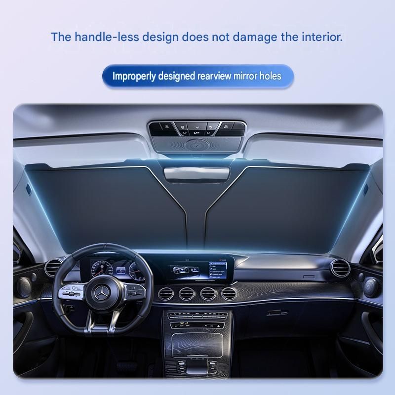 Reflective Car Windshield Sun Shade 57.1 x 31.5 Inch Foldable Front Windshield Sunshade UV Block Heat Insulation Titanium Silver Sun Visor Cover