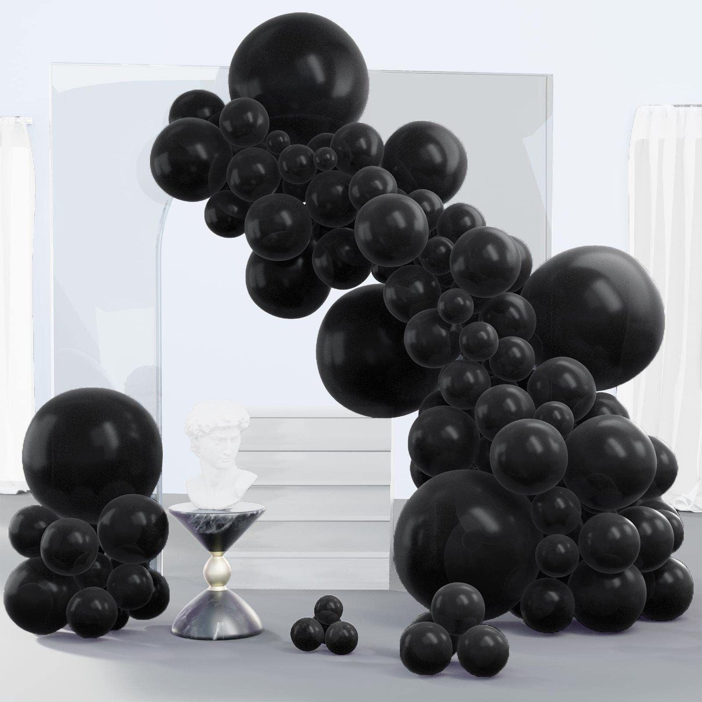 140PCS Black Balloon Garland Kit Latex Balloon Arch Set for Birthday Wedding Party Decoration Black Party Balloon Arch Kit with Multiple Sizes
