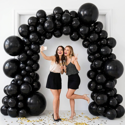140PCS Black Balloon Garland Kit Latex Balloon Arch Set for Birthday Wedding Party Decoration Black Party Balloon Arch Kit with Multiple Sizes