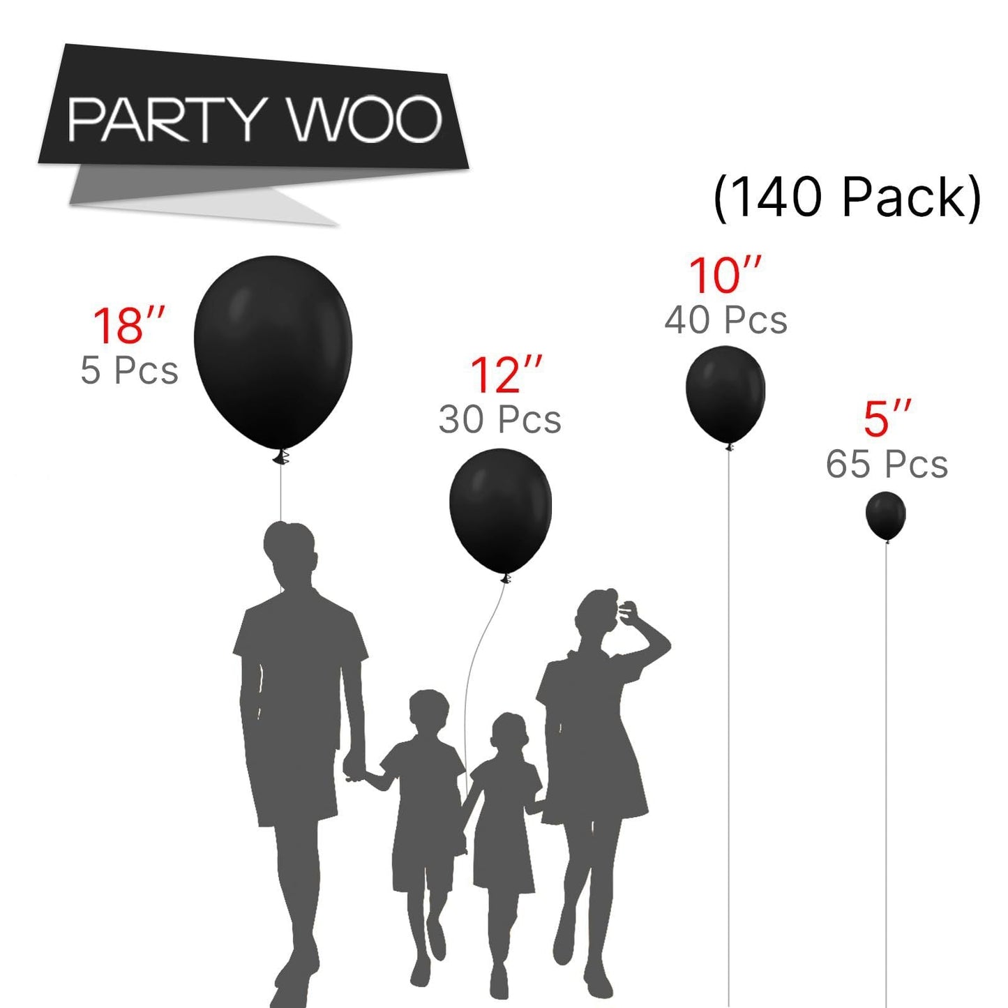 140PCS Black Balloon Garland Kit Latex Balloon Arch Set for Birthday Wedding Party Decoration Black Party Balloon Arch Kit with Multiple Sizes