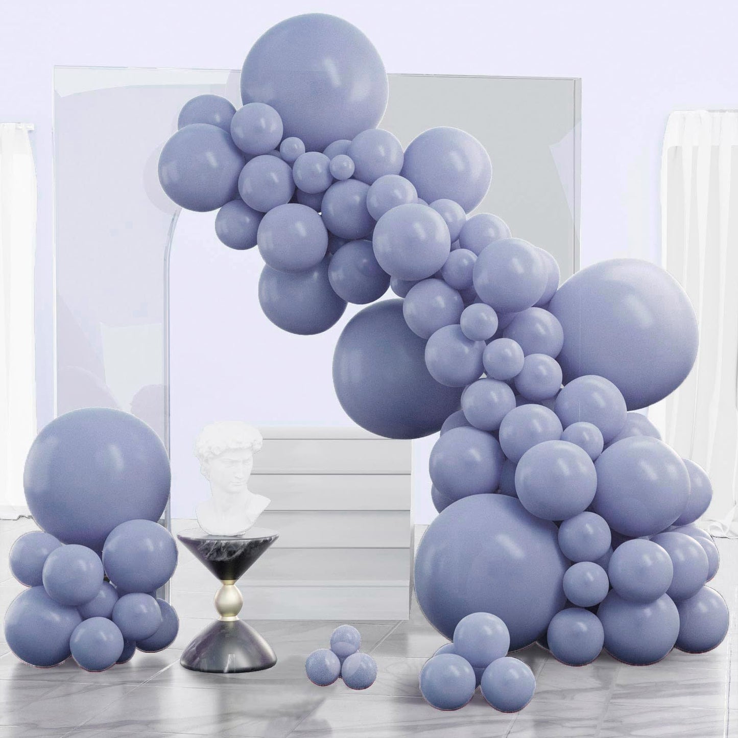 140PCS Grayish blue Balloon Garland Kit Latex Balloon Arch Set for Birthday Wedding Party Decoration Grayish blue Party Balloon Arch Kit with Multiple Sizes