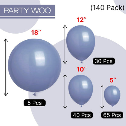 140PCS Grayish blue Balloon Garland Kit Latex Balloon Arch Set for Birthday Wedding Party Decoration Grayish blue Party Balloon Arch Kit with Multiple Sizes