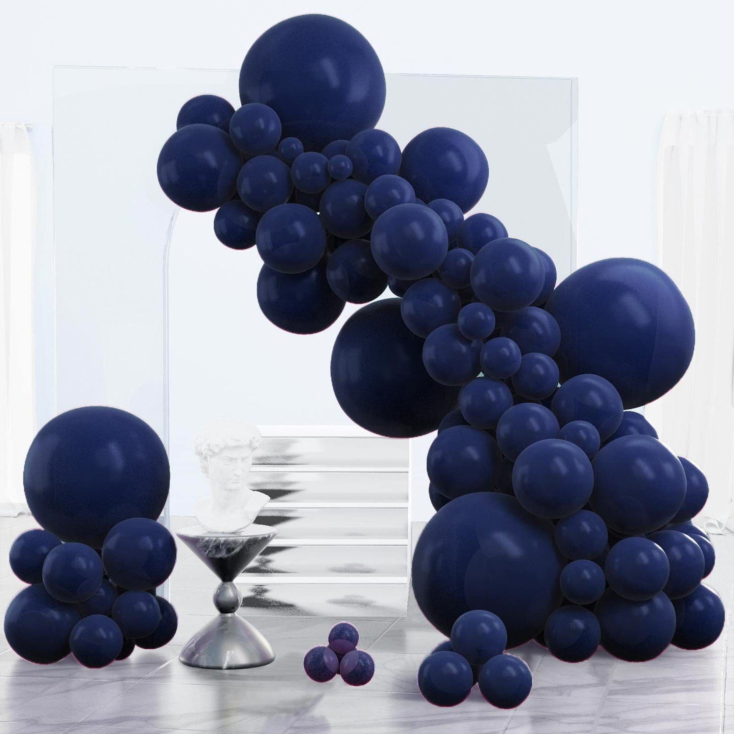 140PCS Dark blue Balloon Garland Kit Latex Balloon Arch Set for Birthday Wedding Party Decoration Dark blue Party Balloon Arch Kit with Multiple Sizes