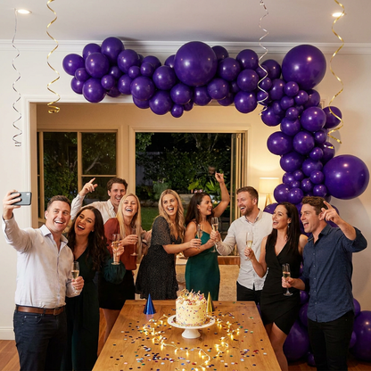 140PCS Deep purple Balloon Garland Kit Latex Balloon Arch Set for Birthday Wedding Party Decoration Deep purple Party Balloon Arch Kit with Multiple Sizes