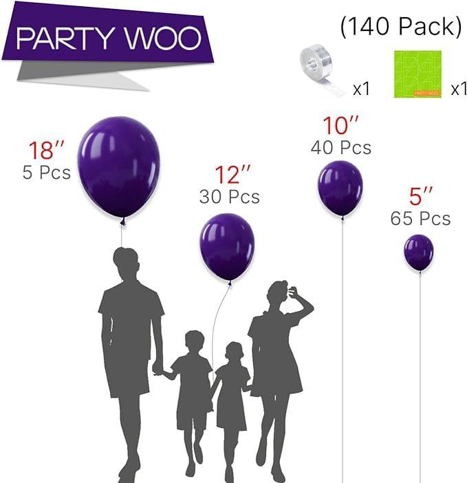 140PCS Deep purple Balloon Garland Kit Latex Balloon Arch Set for Birthday Wedding Party Decoration Deep purple Party Balloon Arch Kit with Multiple Sizes