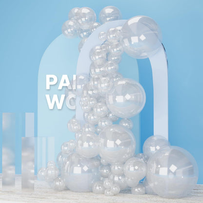 140PCS Transparent Balloon Garland Kit Latex Balloon Arch Set for Birthday Wedding Party Decoration Transparent Party Balloon Arch Kit with Multiple Sizes