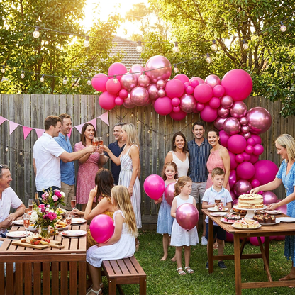 140PCS Rose red Balloon Garland Kit Latex Balloon Arch Set for Birthday Wedding Party Decoration Rose red Party Balloon Arch Kit with Multiple Sizes