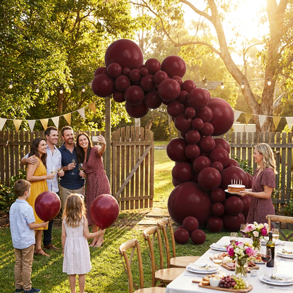 140PCS Wine red Balloon Garland Kit Latex Balloon Arch Set for Birthday Wedding Party Decoration Wine red Party Balloon Arch Kit with Multiple Sizes