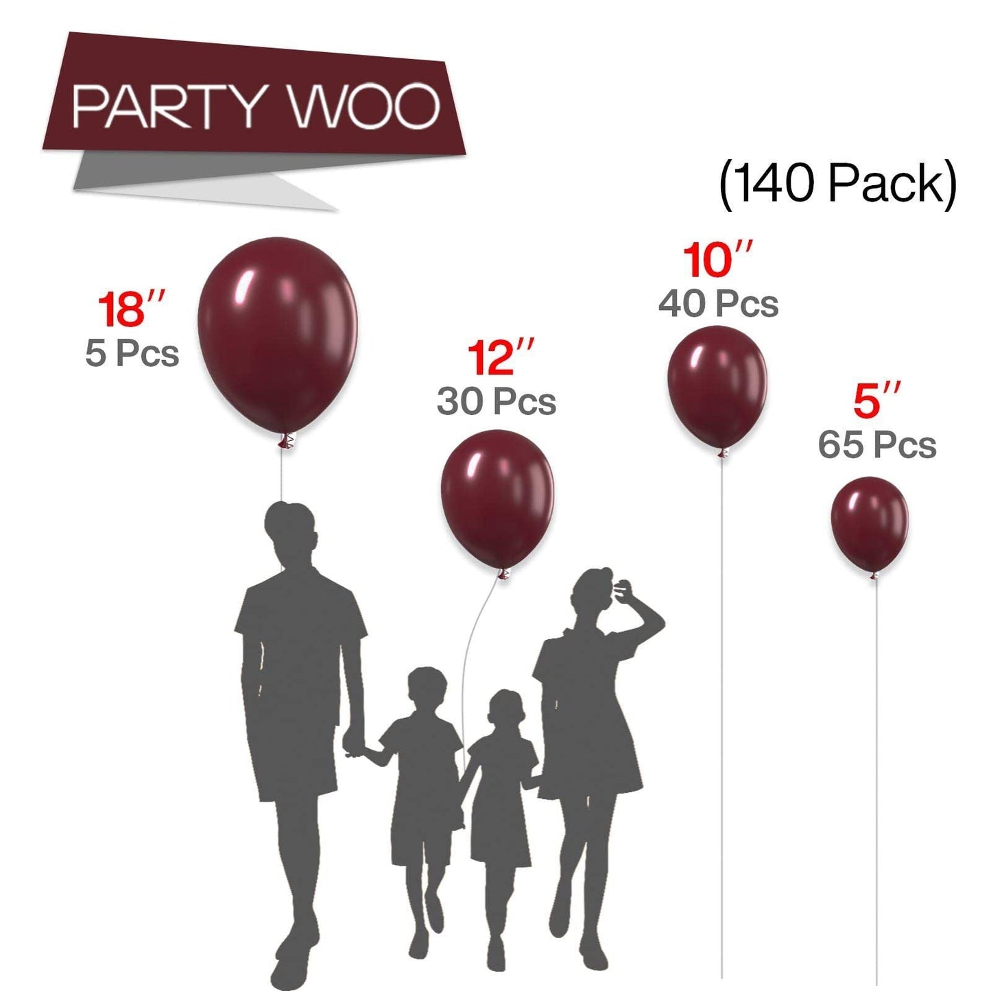140PCS Wine red Balloon Garland Kit Latex Balloon Arch Set for Birthday Wedding Party Decoration Wine red Party Balloon Arch Kit with Multiple Sizes